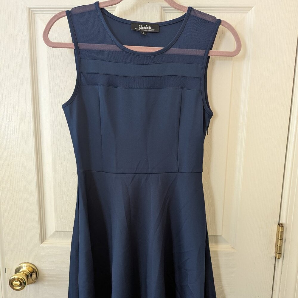 Size S Lulu's Final Stretch Navy Blue Dress Homecoming